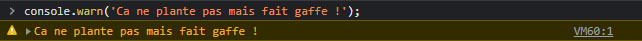 Log warning dans la console