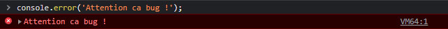 Log error dans la console